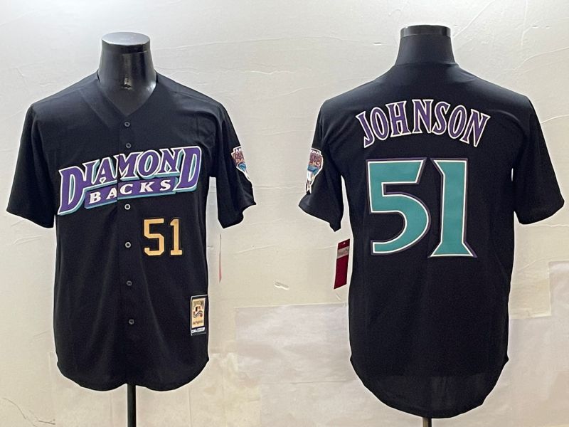 Men Arizona Diamondback #51 Johnson Black Throwback Game 2025 Nike MLB Jersey style 3->arizona diamondback->MLB Jersey
